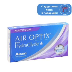 Мультифокальні контактні лінзи щомісячної заміни Alcon AIR OPTIX plus HydraGlyde MULTIFOCAL 1 упаковка - 3 шт.