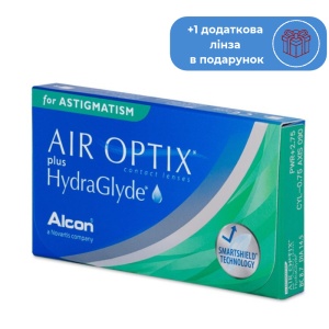 Контактні лінзи щомісячної заміни торичні AirOptix plus HydraGlyde for Astigmatism 1 упаковка - 3 шт.